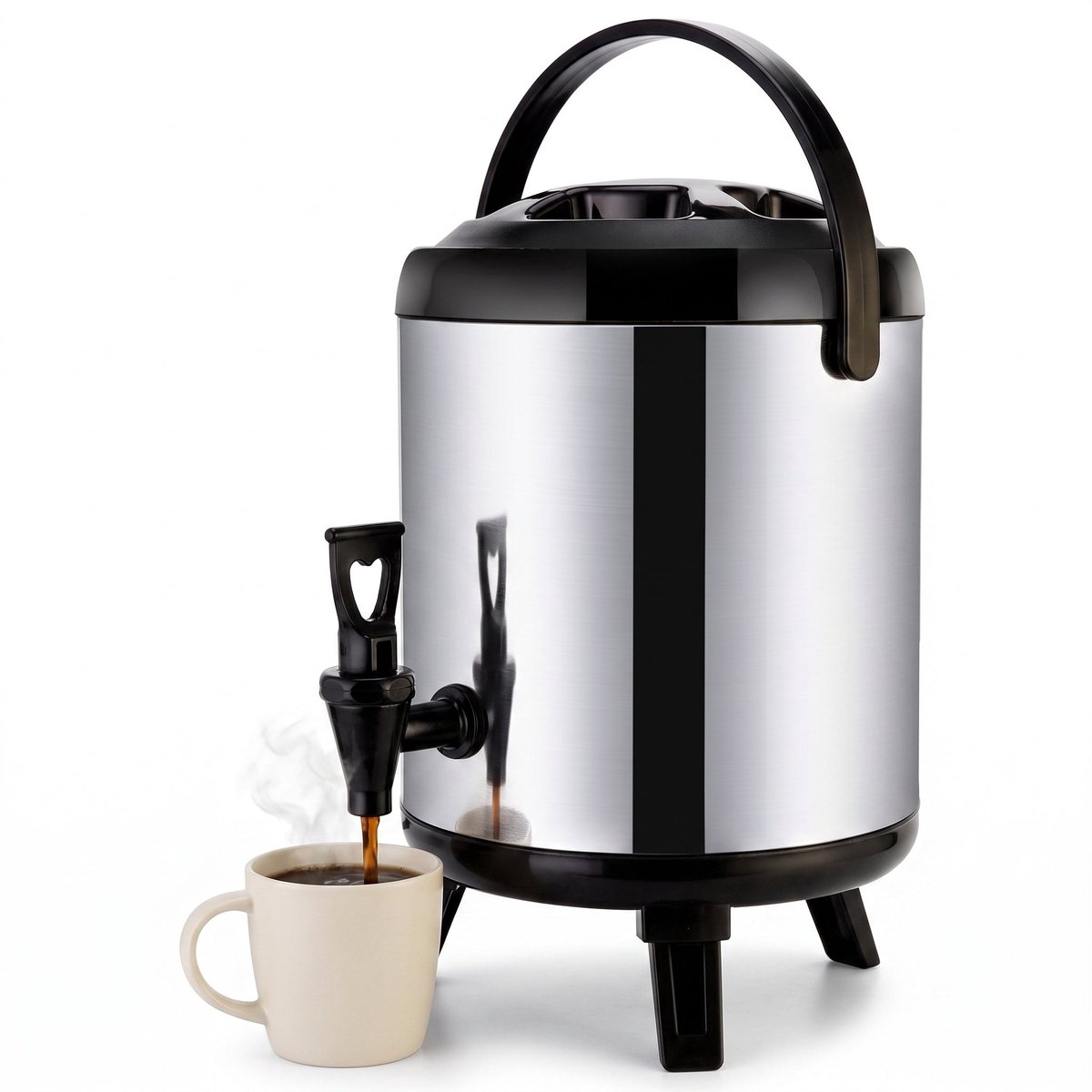 Cheqo® Thermos Drankdispenser - Geïsoleerde Drankdispenser met Kraan - Thermos met Kraantje - Thermoscontainer - Thermoskan - Koffiedispenser - Thermosdispenser - Drankcontainer - Isoleerkan - Dranktap voor Warme en Koude Dranken - voor Catering