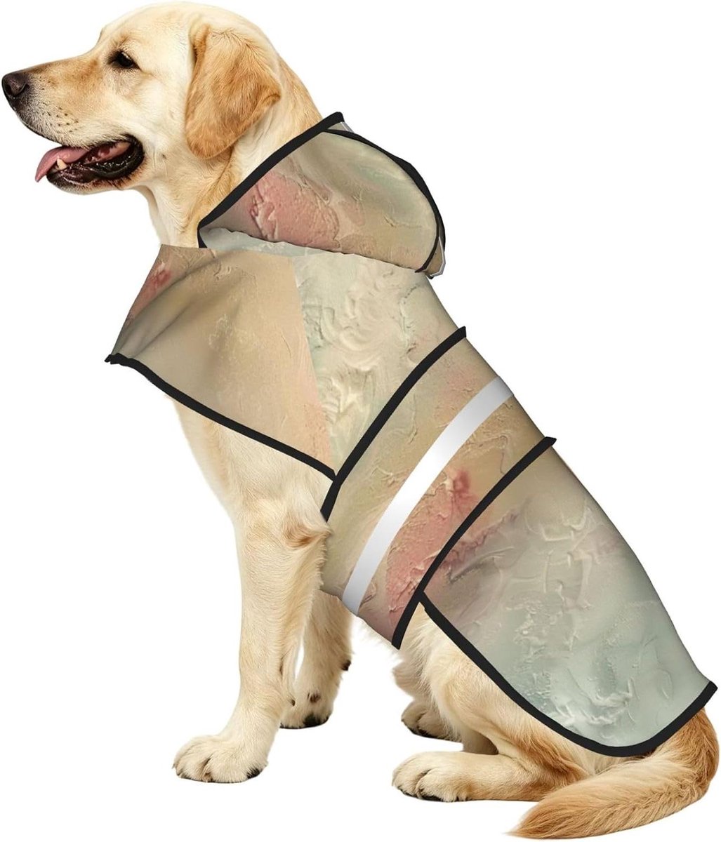 Honden Regenjas - Huisdier Kleding Waterdicht - Hond Uitlaten - Met Reflecterende Strip - Maat L - Lichtkleur
