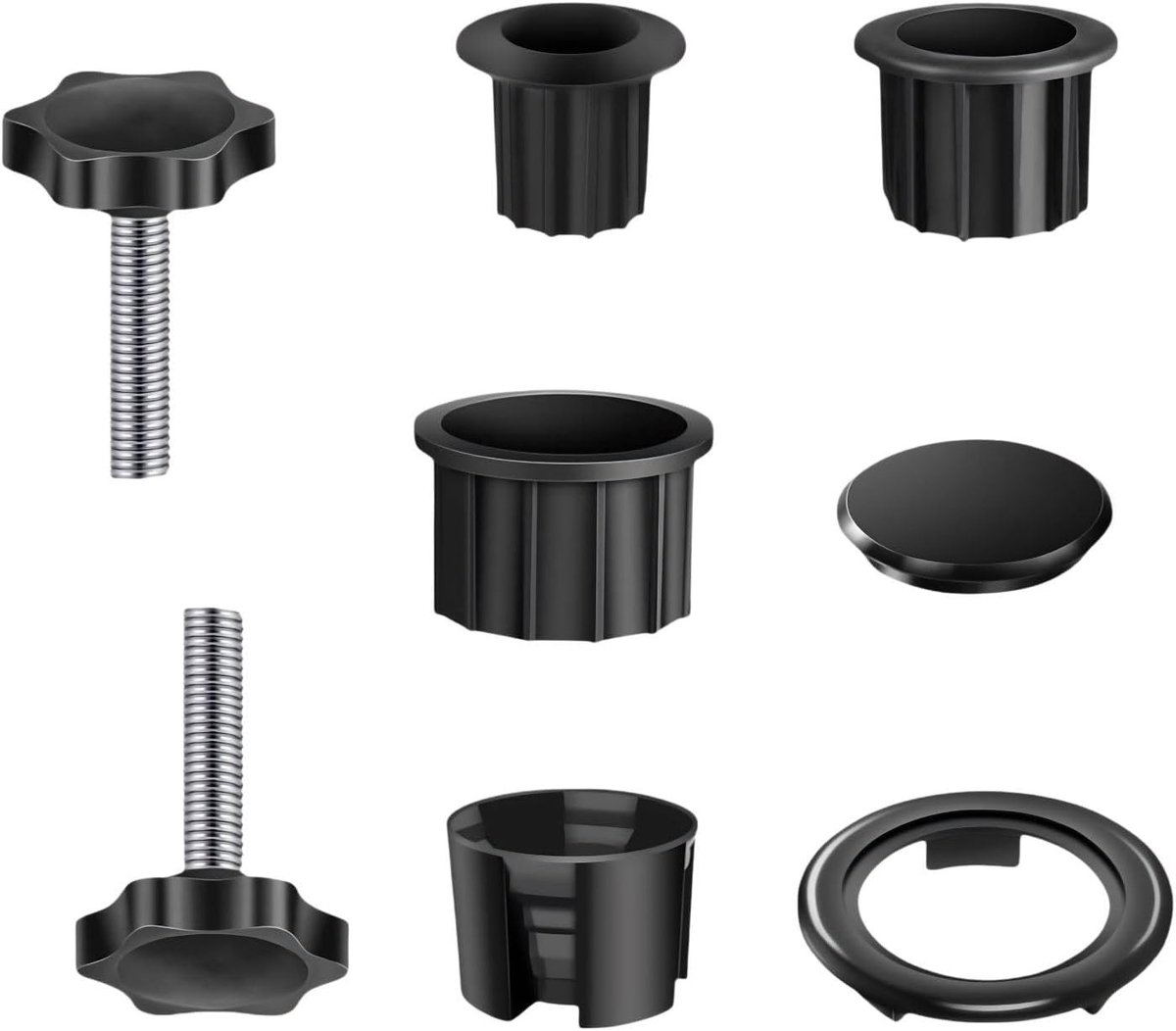 Thijox - 8-delige set verloopringen voor parasolstandaard, bodemhuls, parasoladapter, schroeven, weerbestendig, tuin, terras, staande buis, reserveond