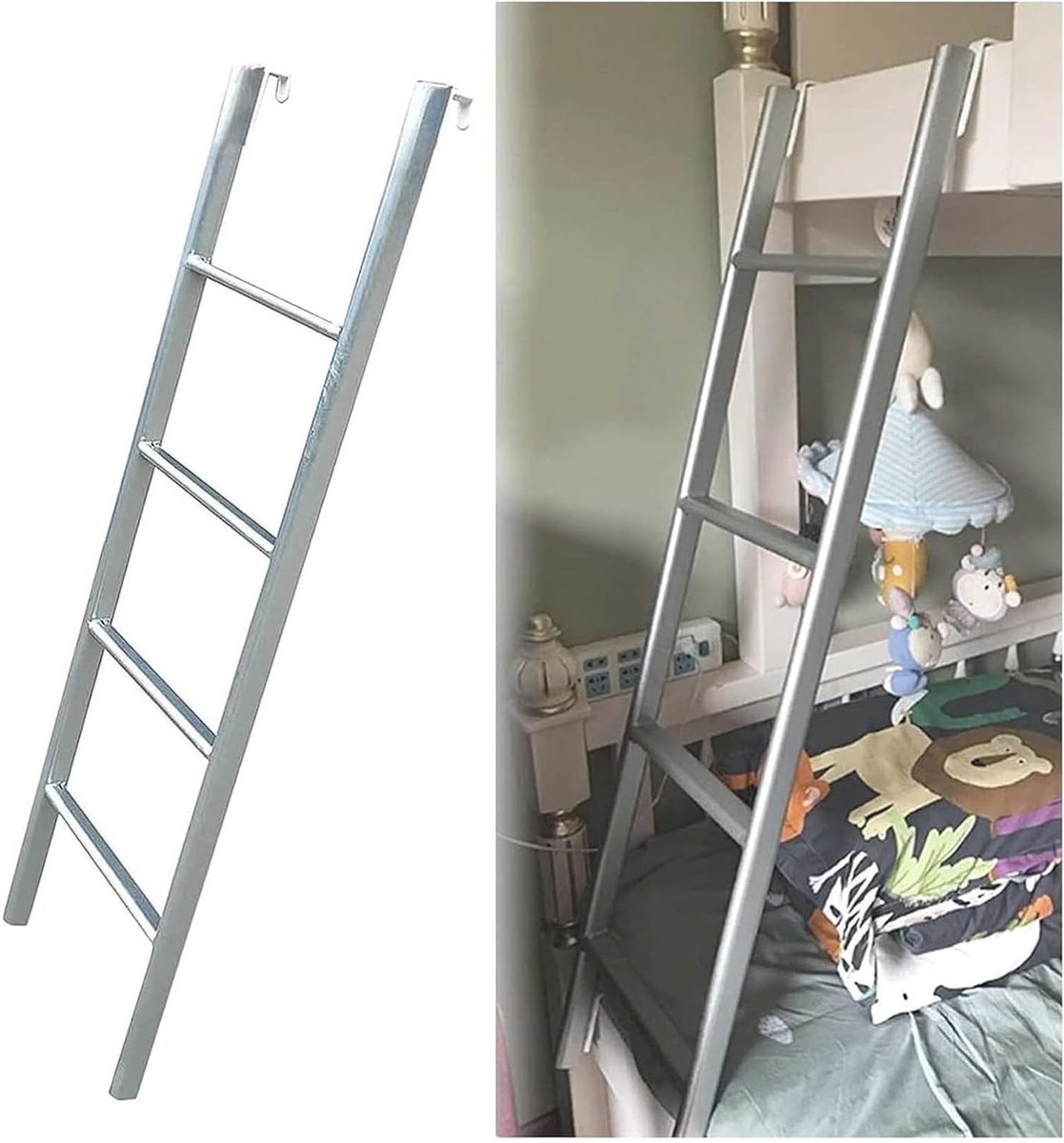 Stapelbed Ladder - Bunk Bed Ladder - Veilige Toegang Creëren - Verstelbare Hoogte - 140 cm - Zilver
