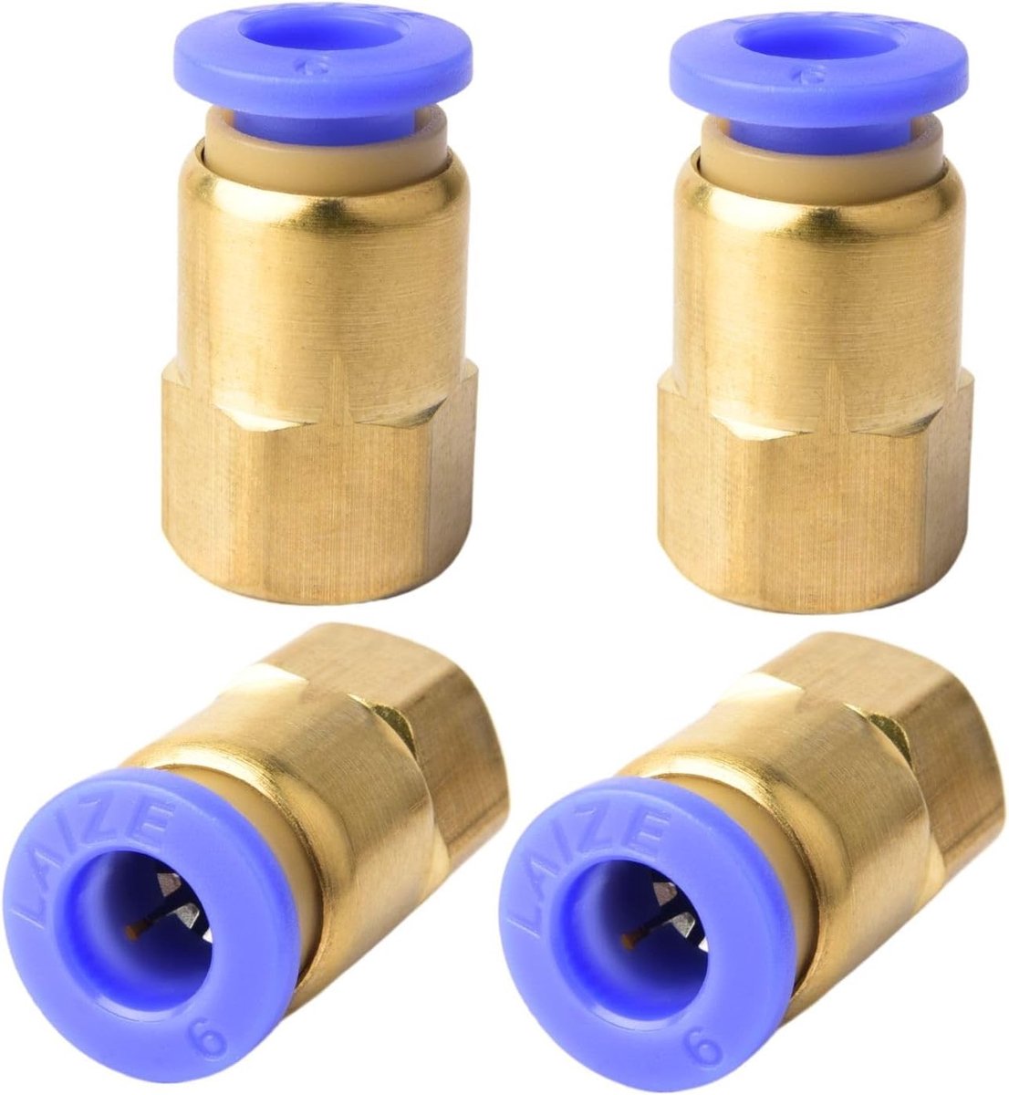 4-delige pneumatische aansluitset met 6mm buisdiameter, 1/8 inch PT schroefdraad en rechte verbinding voor industriële toepassingen