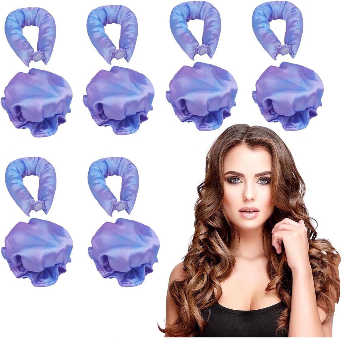 Heatless Krulspelden - Overnight Krullen - Haarstyling - Hittevrij - 6 stuks - Paars