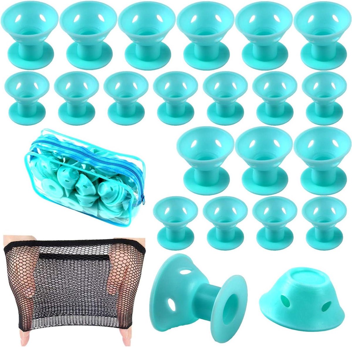 Haarrollers Set - Krulspelden Siliconen - Haar Krullen - Zonder Hitte - 40 Stuks - Roze