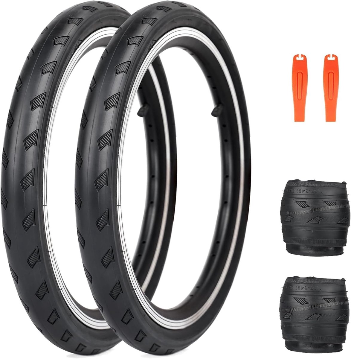 Fietsbanden Set - Reservebanden Vouwbaar - Fietsen Onderhoud - Hoge Grip Slijtvast - 16 Inch 37-349 - Zwart met Banden