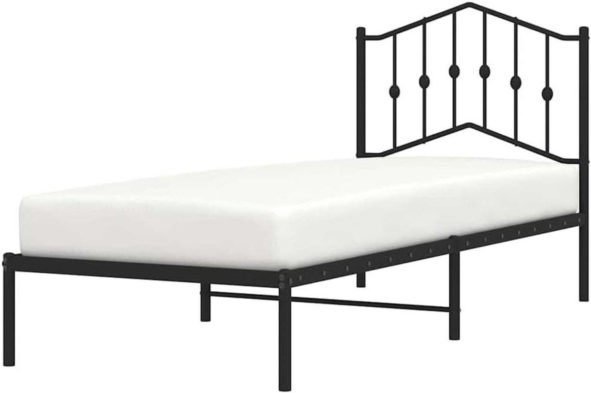 Metalen Bedframe - Ledikant Bedombouw - Slaapkamer Inrichten - Robuuste Constructie - 90x200 cm - Zwart