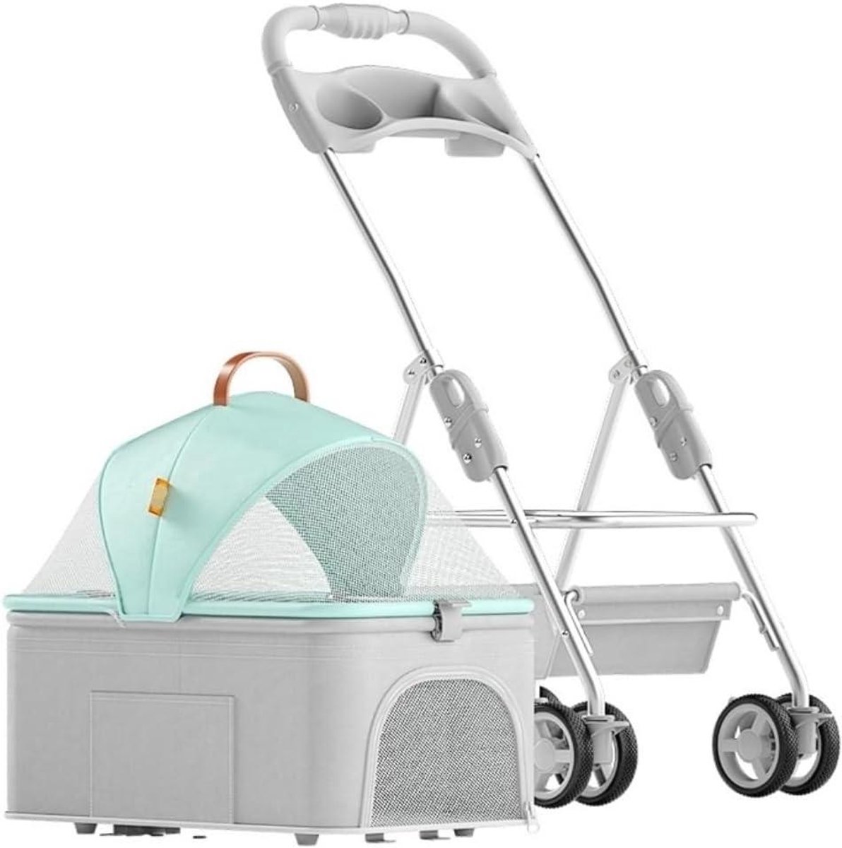 Huisdieren Kinderwagen - Hondenbuggy Kattenwagen - Reizen met Huisdier - Opvouwbaar Afneembare Drager - 12 kg Draagvermogen - Blauw