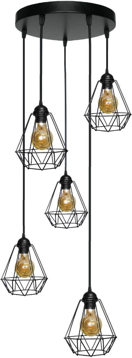 Merkloze Hanglamp Plafondlamp Metaal 5xE27 Loft Stijl