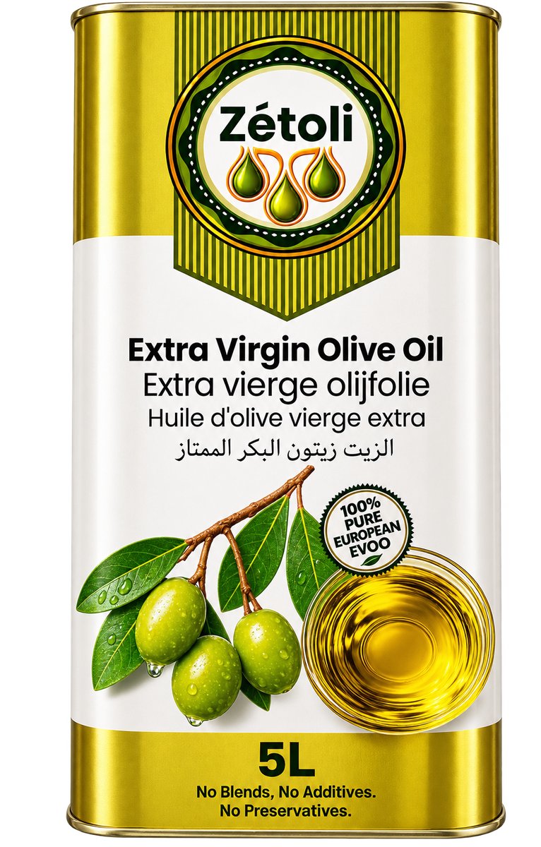 Zétoli Extra Vierge Olijfolie 5 Liter - Eerste Koude Persing - Premium 100% Pure Extra Virgin Olive Oil - No Mixing
