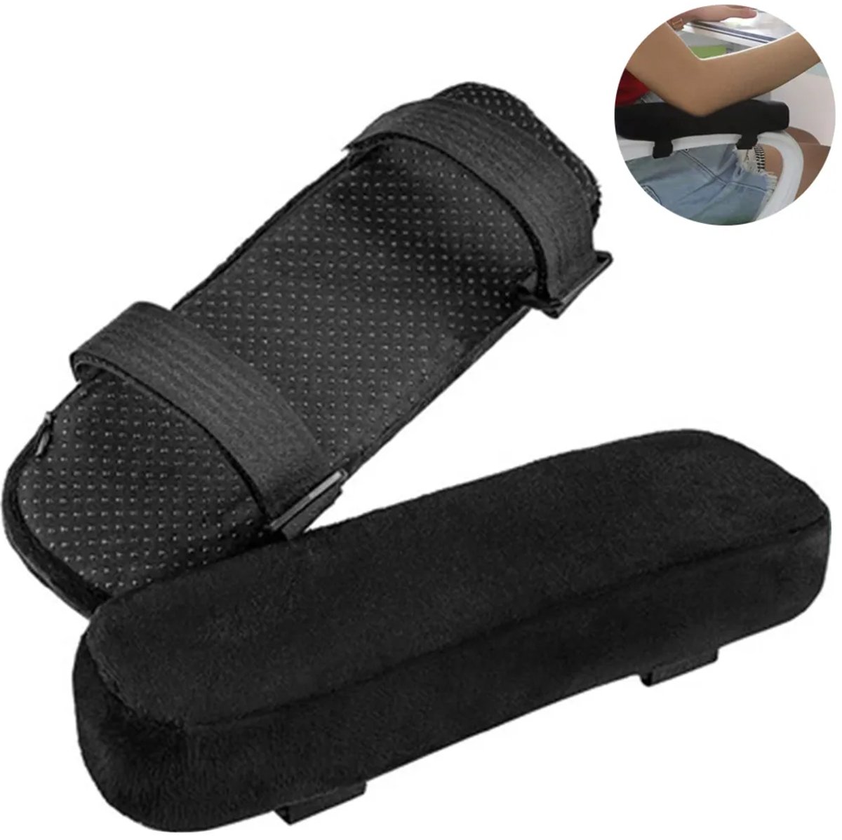 Armleuningkussens, 2 stuks, ergonomische antislip elleboogsteunkussens van traagschuim (zwart)