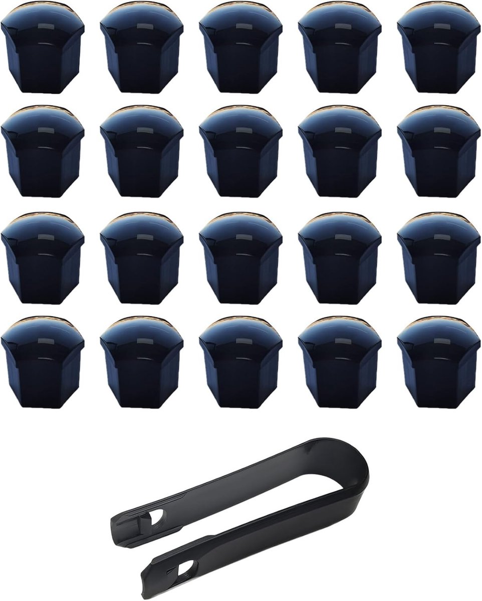 Set van 20 Universele Wielmoerkappen 19 mm - Zwarte Bescherming voor Velgen en Banden met Verwijdertool