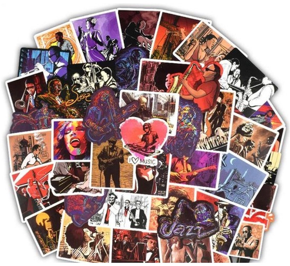 50 Jazz Stickers – Muziek, Jazzmuzikanten & Zangers