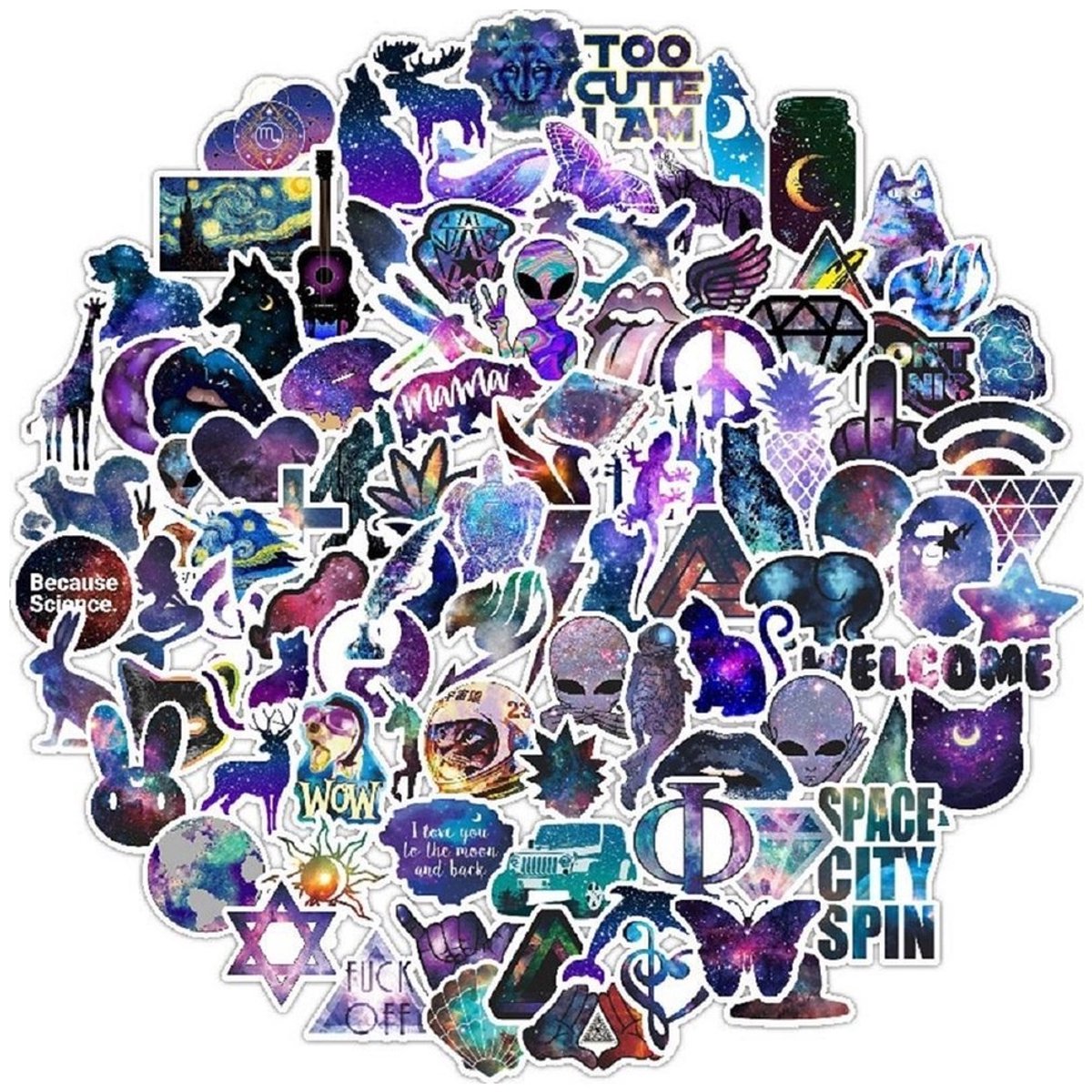 100 Space Galaxy Stickers – Ruimte, Sterrenbeelden & Dieren