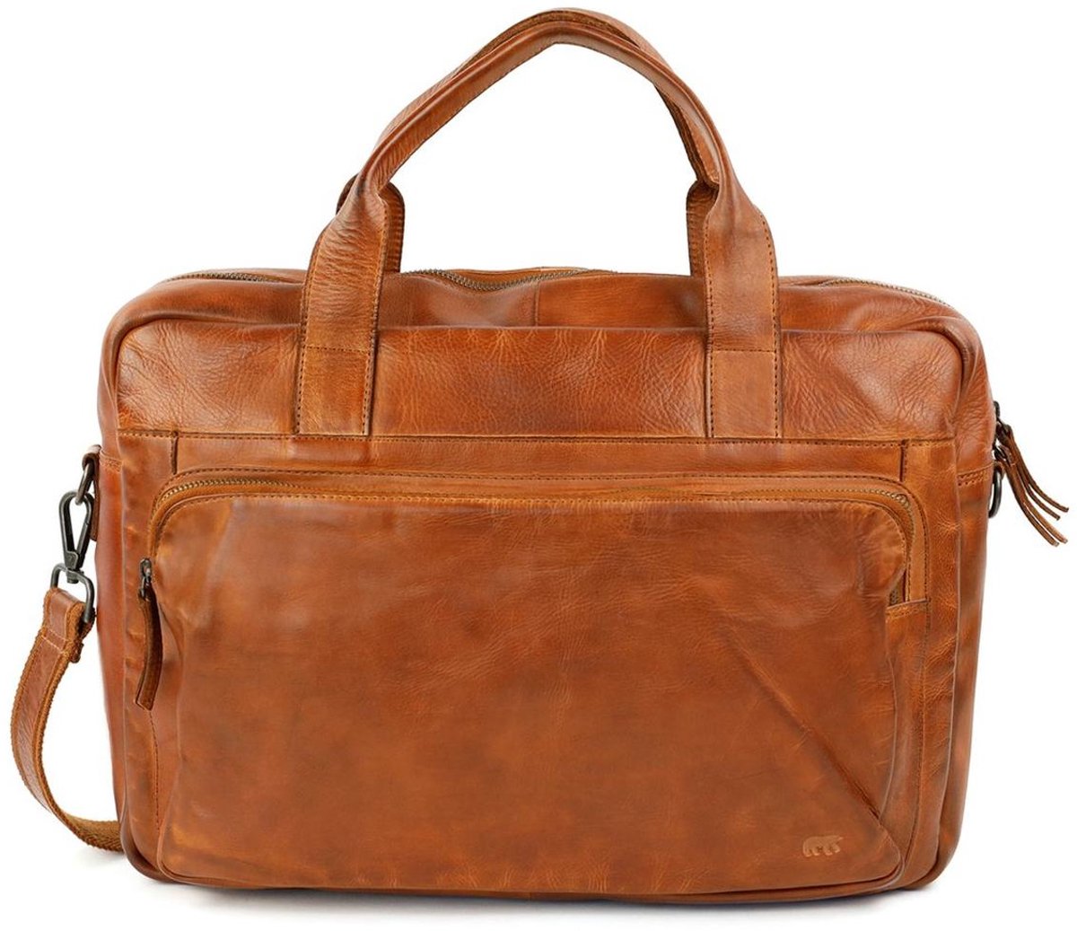 Bear Design Cow Lavato Leren Laptoptas - 17 inch - Cognac