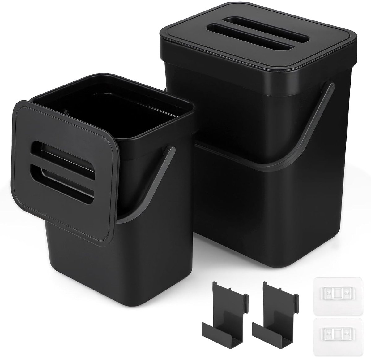 Keukencompostbak voor Organisch Afval (5L + 3L) - Hangende Opslagoplossing met Deksel voor Keuken, Badkamer en Kantoor, Ideaal voor Duurzaam Afvalbeheer