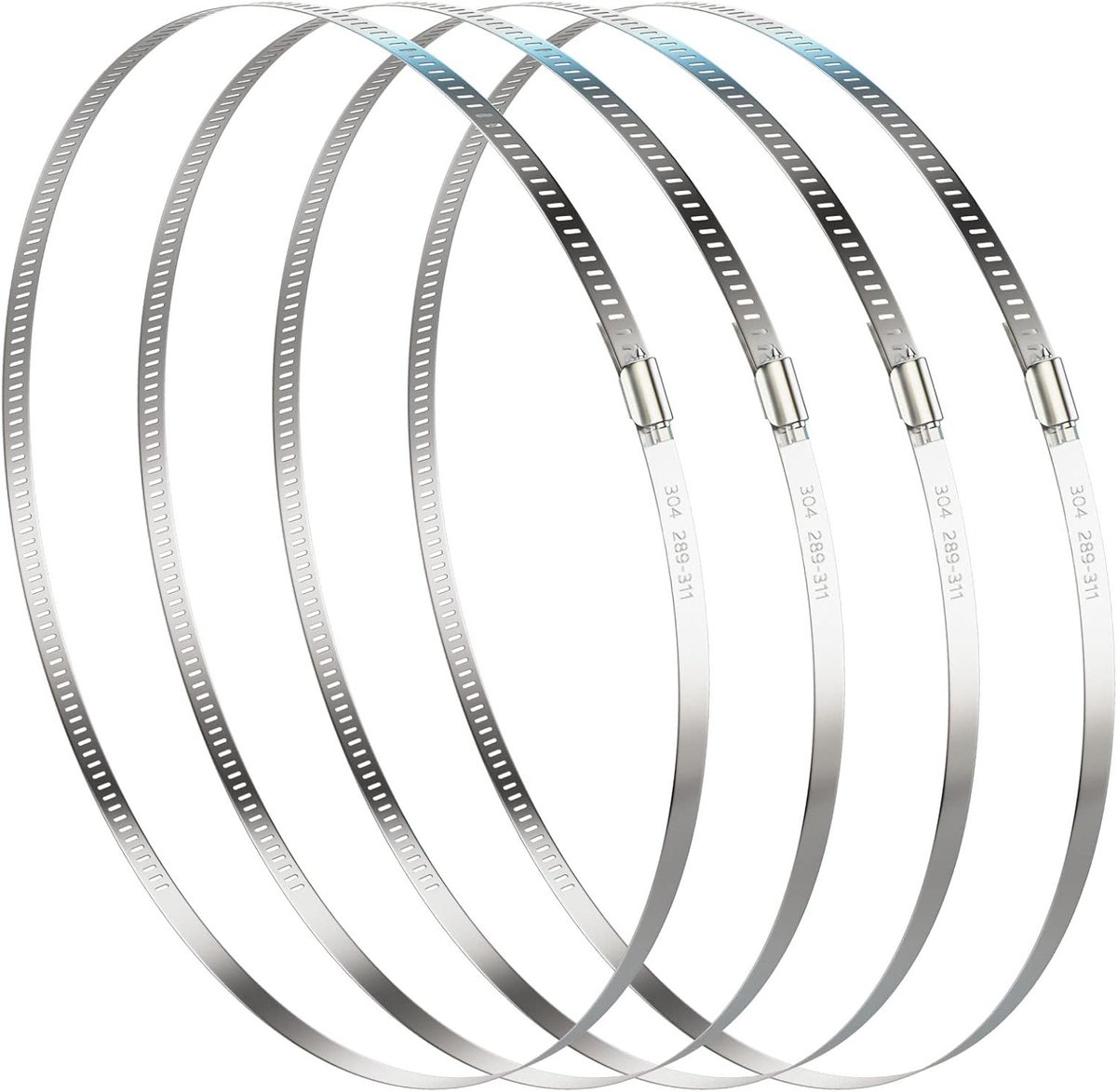 Verstelbare RVS Slangklemmen 289-311mm - 4 Stuks Wormdrive Klemmen voor Luchtkanalen, Brandstofleidingen en Droger Ventilatie