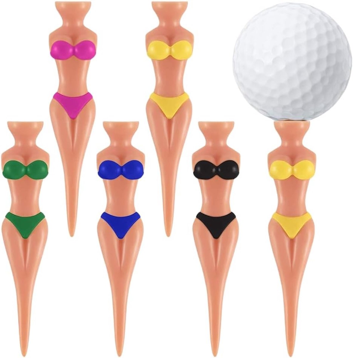 Vrolijke Golf Tees voor Vrouwen, 76mm Plastic Pin-Up Golf Tees, 10 Stuks, Perfect voor Golftraining en Accessoires voor Dames