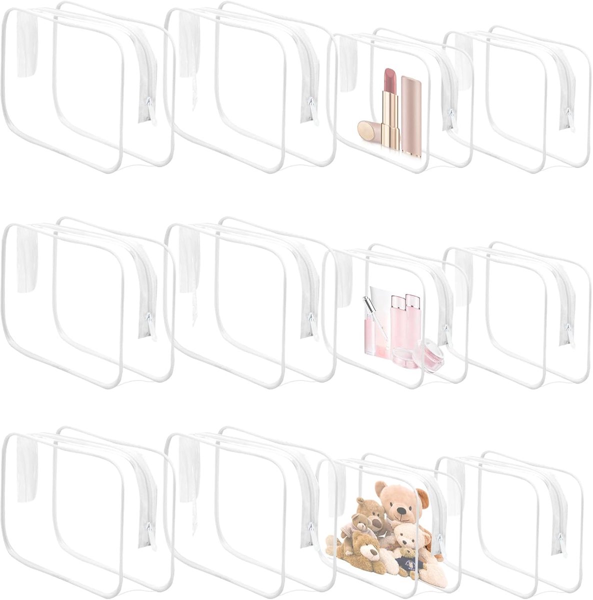 Toilettas 12 stuks - Transparant - Waterdicht PVC - Ideaal voor reis en organisatie - ShopVlot