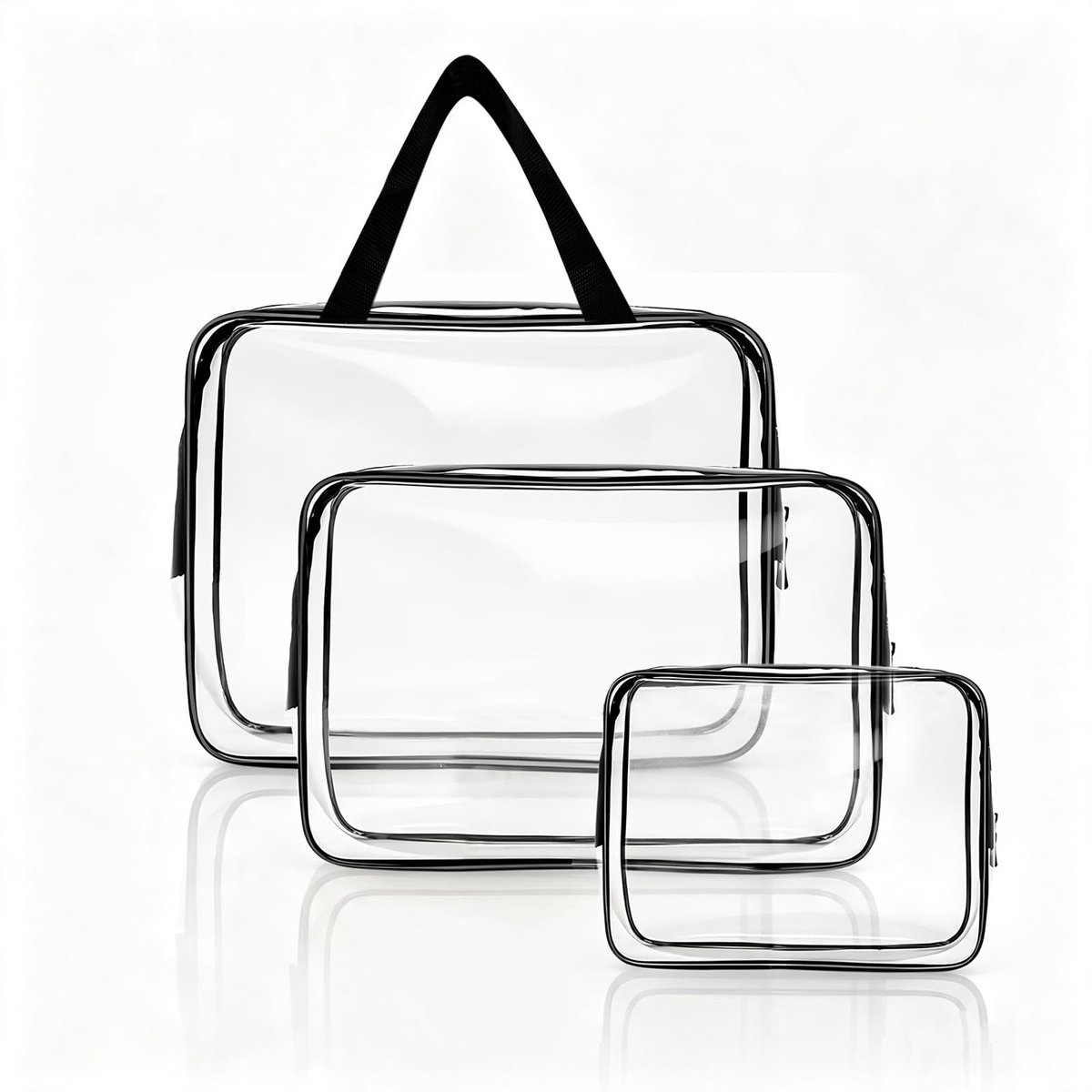 toilettas 3 x transparant - pvc - organizer - ideaal voor reizen - ShopVlot