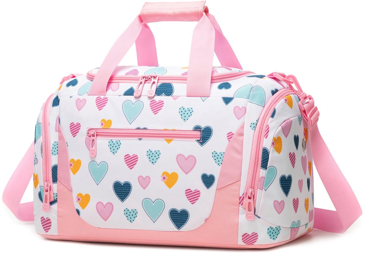 Sporttas voor meisjes met schoenenvak - lichte dans- en gymnastiektas - A-hart design - perfecte weekendtas - ShopVlot