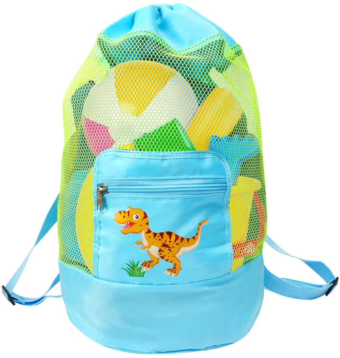 Strandtas grote rugzak - mesh - dinosauruspatroon - opbergzak voor strandspeelgoed - ShopVlot