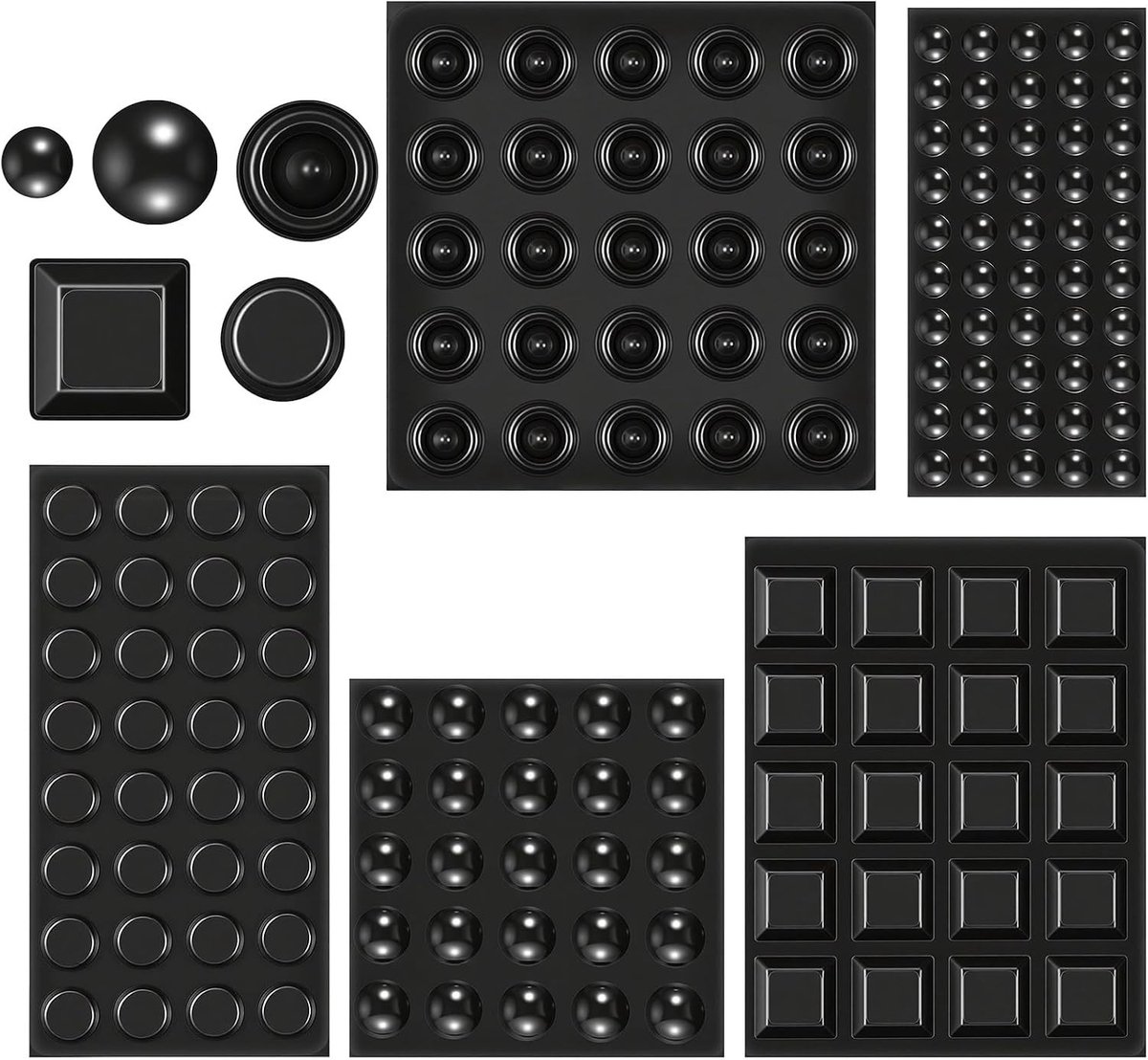 Set van 202 Rubber Buffers - Ideaal voor Deuren, Kasten en Toetsenborden - 5 Maten, Zwart, Geluidsisolatie, Schokabsorberend, Meubelbescherming