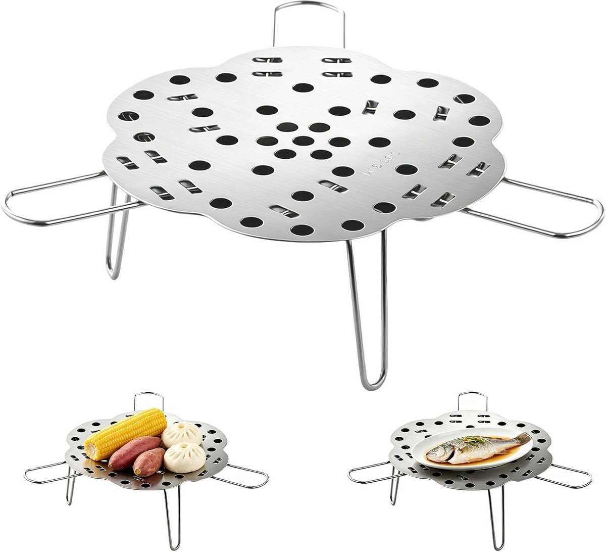 Vouwbare Stoominzet van RVS voor Soepen en Groenten, 24.1 x 6.3 cm, Gezond Stomen, Keukenaccessoires voor Vlees en Vis