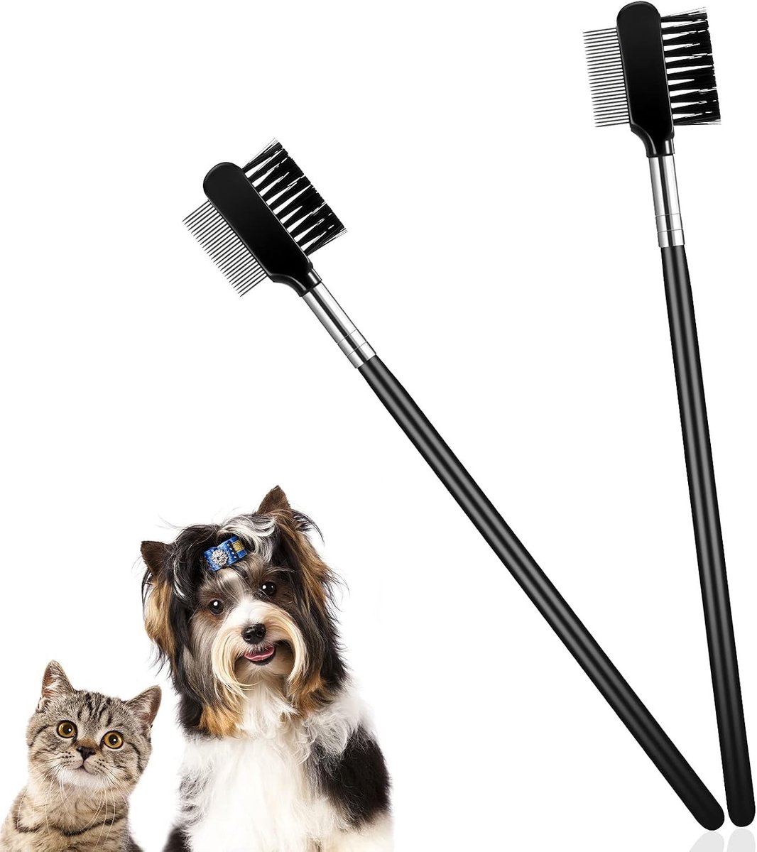 Twee-in-één Oogverzorgingskam voor Honden - Verwijder Tear Stains, Crusts en Mucus Effectief