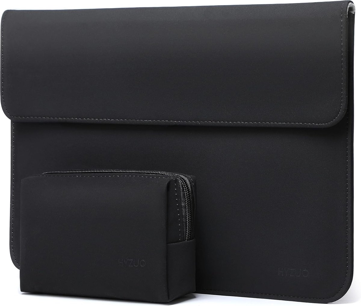 Laptop Sleeve 13 Inch voor MacBook Air en Pro, iPad Pro/Air, Surface Pro, Zwart Kunstleer met Kleine Pocket, Bescherming en Stijl