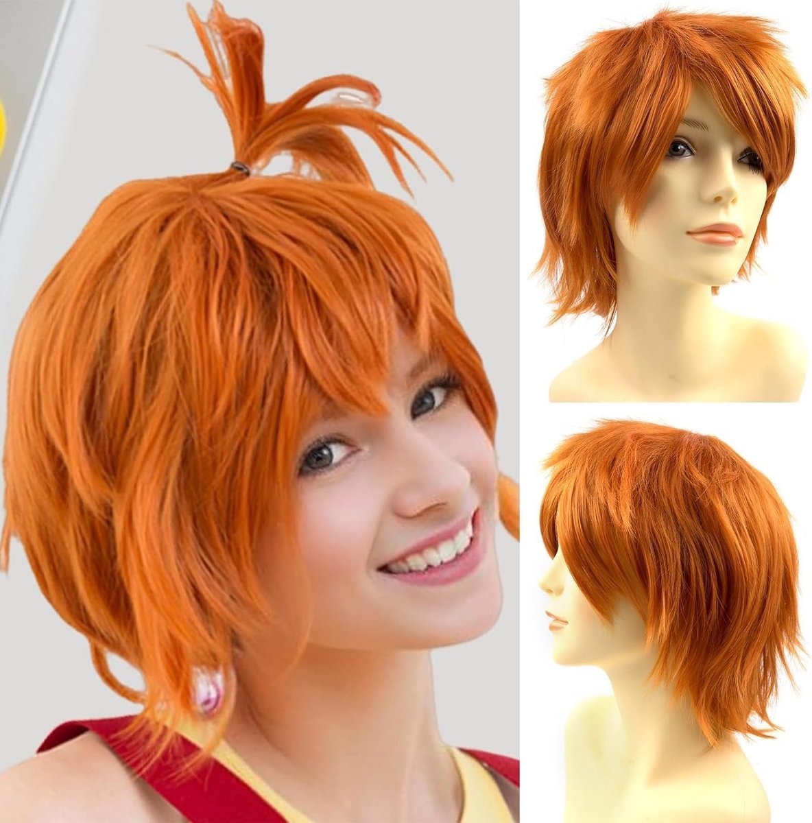 Korte Mandarijn Oranje Cosplay Anime Peruc voor Mannen en Vrouwen - Perfect voor Halloween en Carnavalskostuums