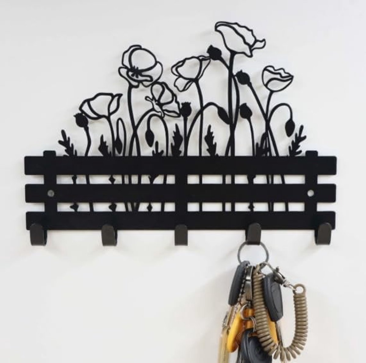 Sleutelrek met plantenmotief voor aan de muur, set van 2 stijlvolle brillenkokers van PU-leer, praktische en decoratieve sleutelhouder voor hal en entree.
