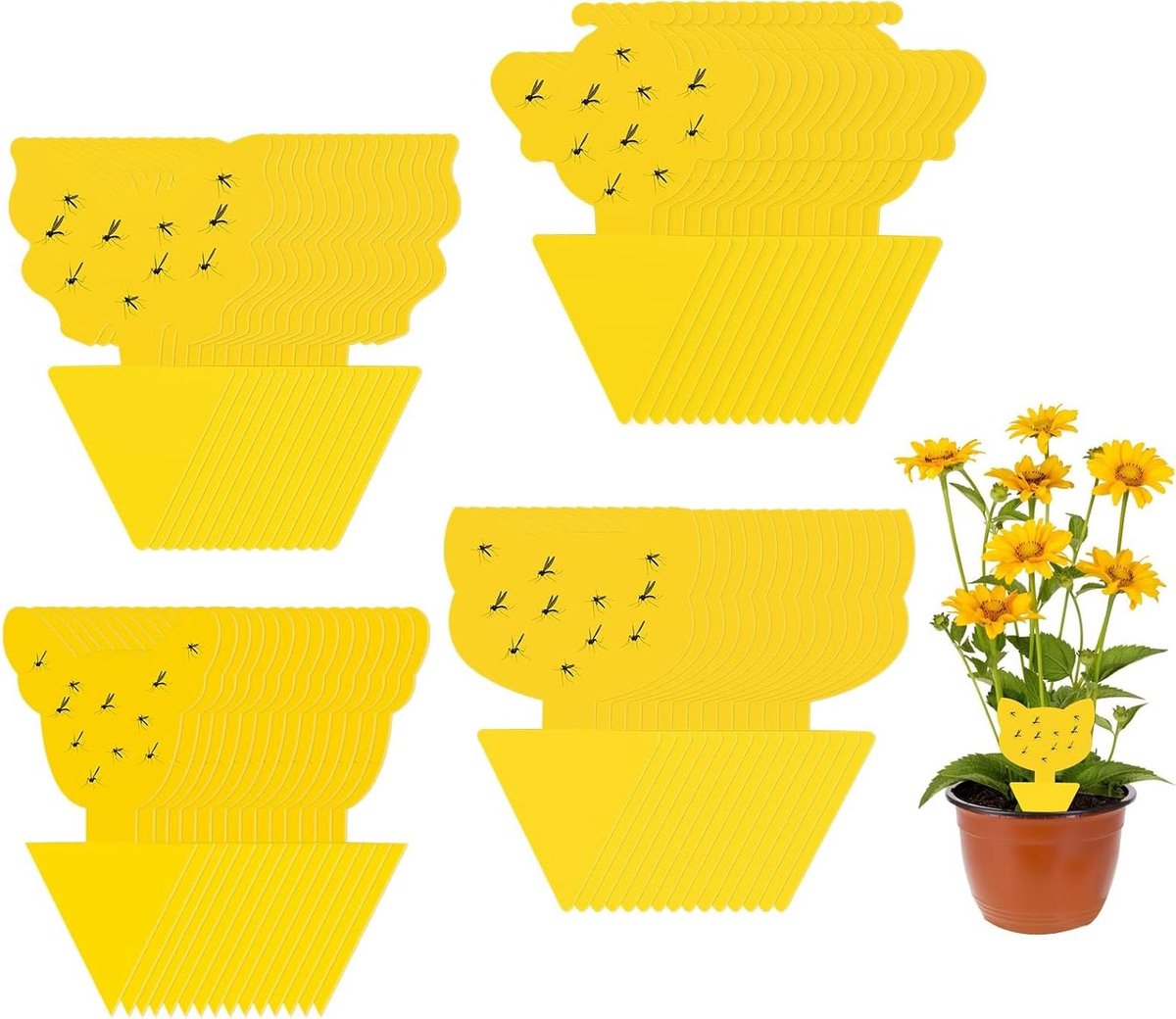 Vliegenstickers - Ongedierte vangers - Planten beschermen - Dubbelzijdig klevend - 60 stuks - Geel