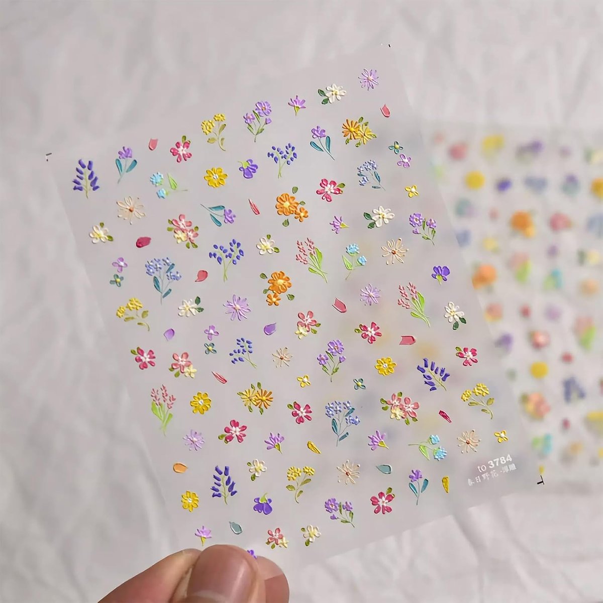 GlamRays1 Blad Bloemen Nagel Decals Bloemen Nagelstickers 3D Retro Bloemontwerp Nagel Decals Gekleurde Overloop - ShopVlot