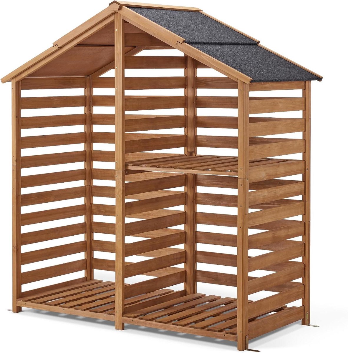 Houtrek voor buiten - Brandhout opslag - Open haard - Waterdichte afdekking - 85 x 1755 x 1845 cm - Natuur