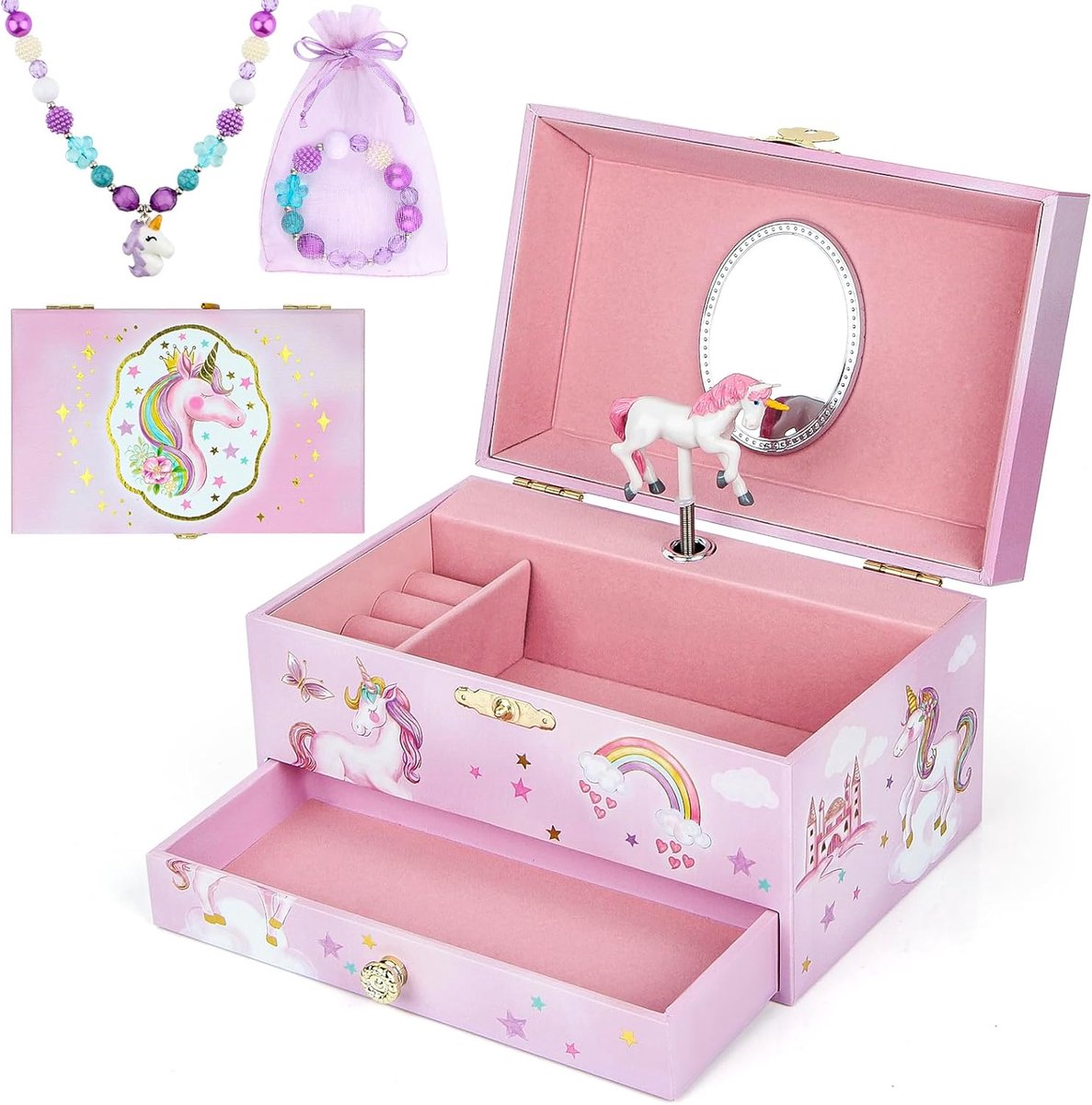 Sieradendoosje met lade - Muzikale opbergdoos - Draaiende ballerina - Perfect cadeau voor meisjes - ShopVlot