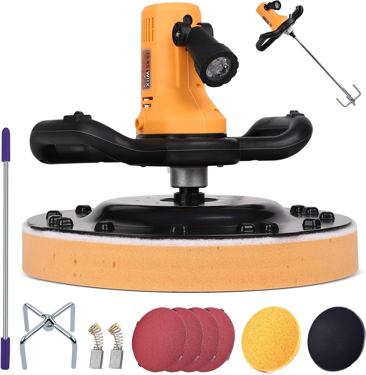 Polijstmachine 2-in-1 - Mengkraan Strijker - Muren Glad Maken - 6 Snelheden Instelbaar - 380 mm Schijf - Grijs