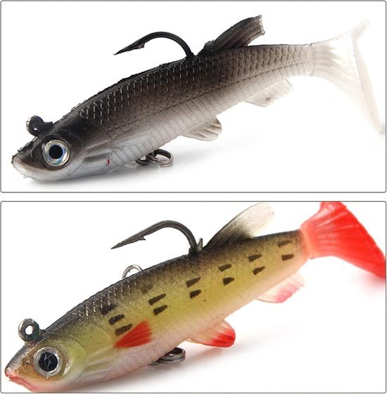 Set van 5 Rubber Vissen Lures voor Snoekbaars, Jig Spinner Bait met Flitslicht voor Effectieve Visvangst — afbeelding 4