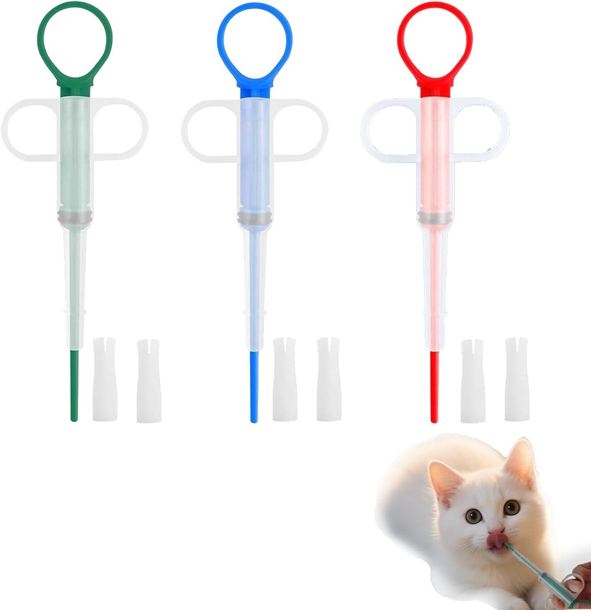 3 Stuks Tablet Voeders voor Katten en Honden, Pillen Geven, Dieren Voederhulp, Herbruikbare Tabletverdeler en Pusher voor Gemakkelijk Medicatie Toedienen