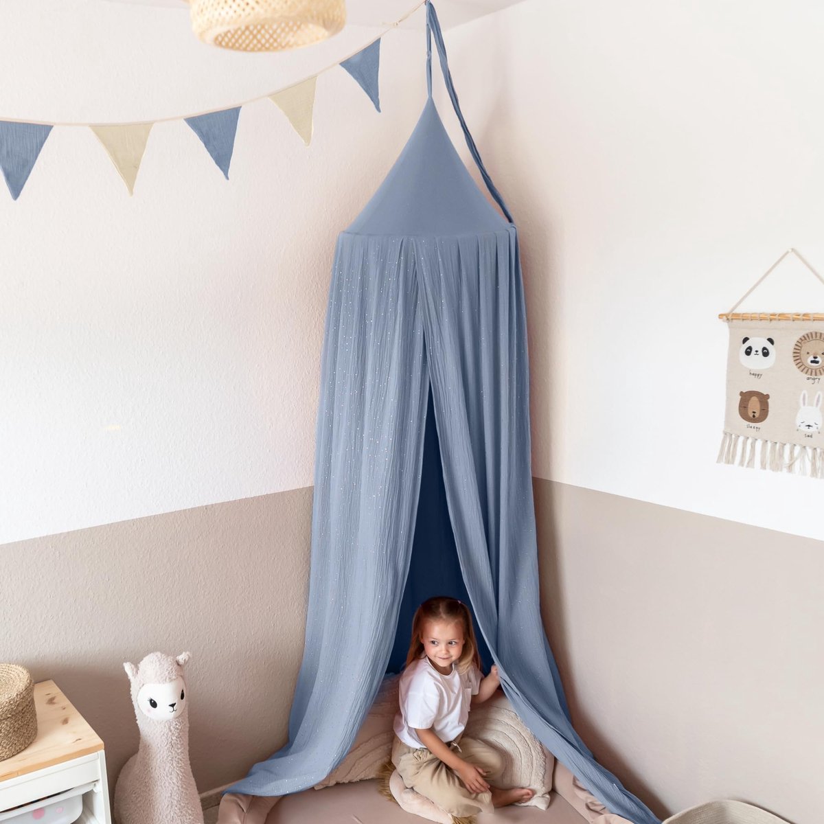 Baldakijn kinderkamer 100% katoen - bedhemel met gouden applicatie - 12 kleuren - decoratie voor babybed - ShopVlot
