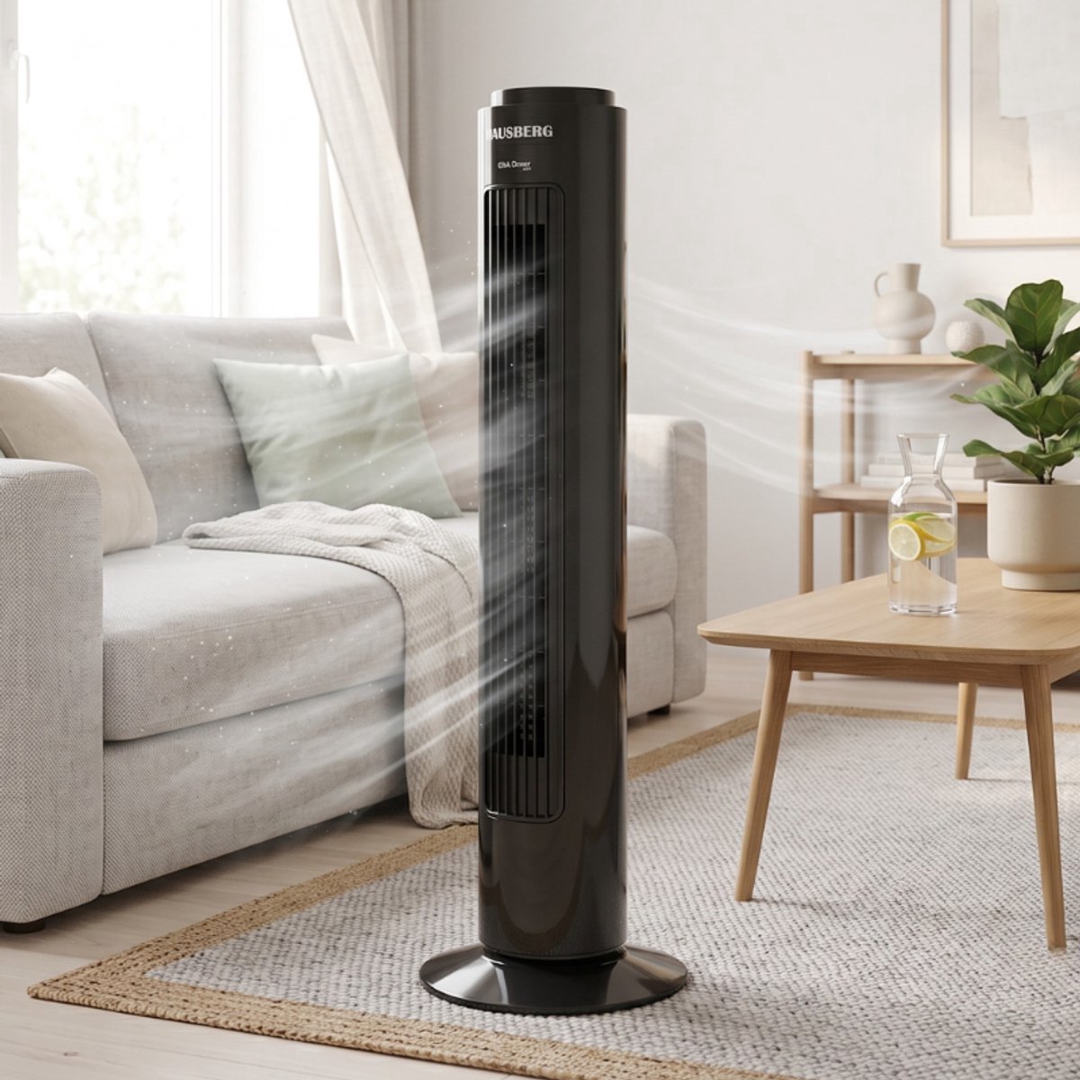 Hausberg Pro® Toren Ventilator 75CM | 3 Snelheden | 90° Oscillerend - Krachtig & Stil | Staand Torenventilator