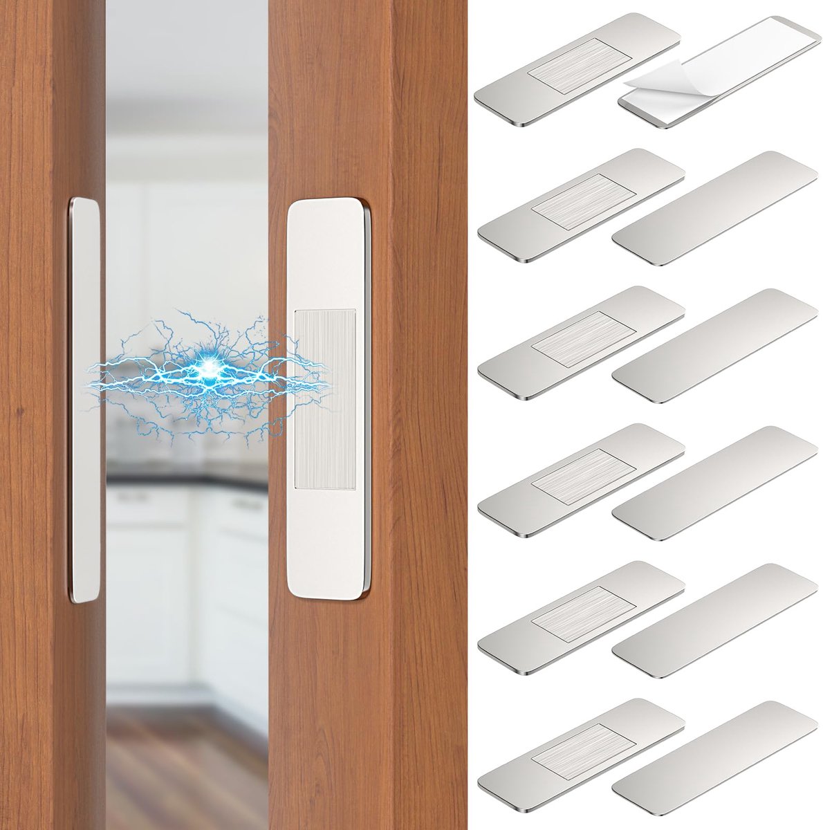 Jiayi 6 stuks ultradunne deurmagneten, zelfklevend, sterke magneten voor kastdeuren, magneetsluiting voor meubels - ShopVlot