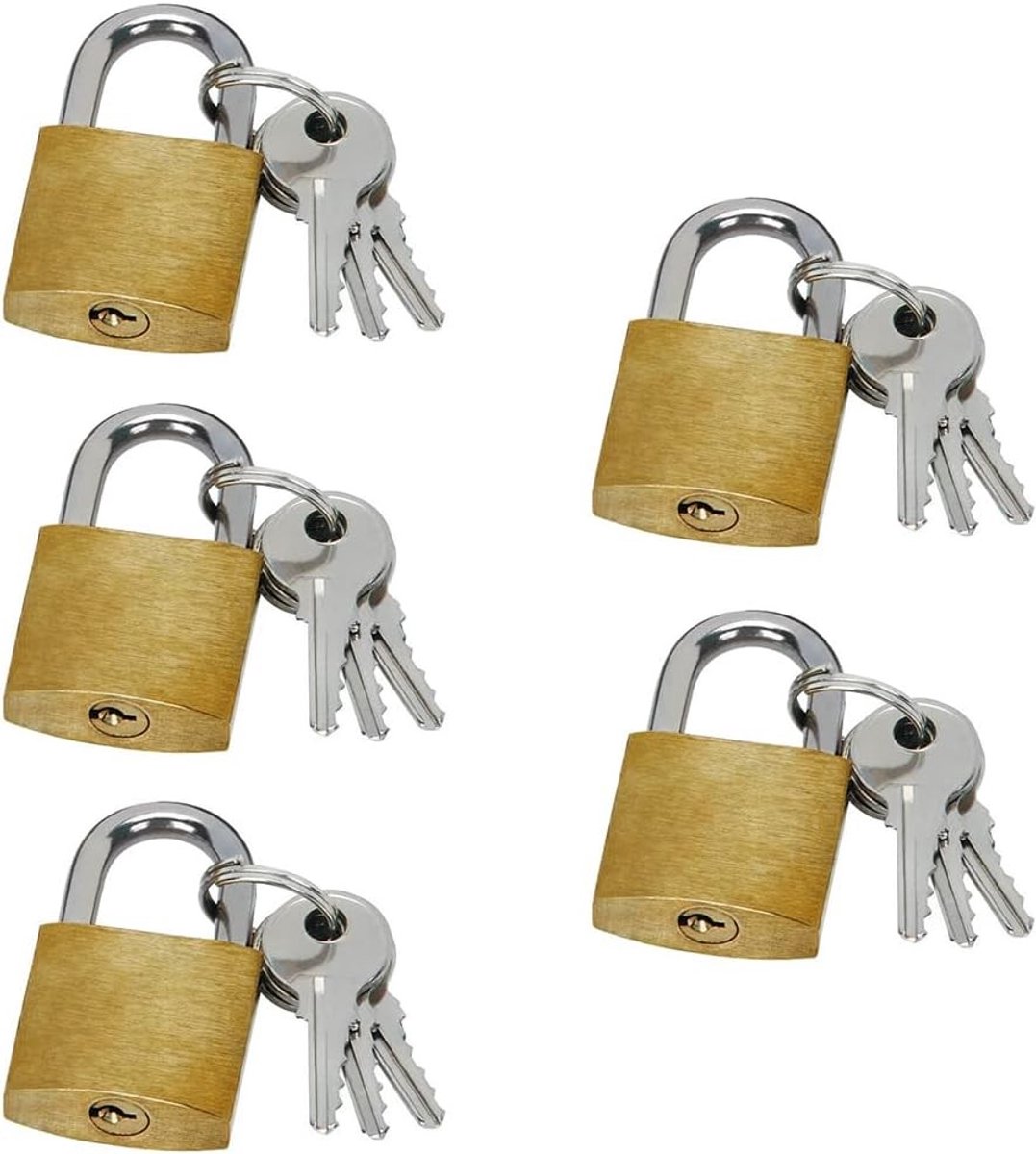 5-delige kleine hangslot set met 3 sleutels, weerbestendig messing hangslot voor koffer, bagage en kluisjes, ideaal voor reizen en beveiliging van persoonlijke spullen