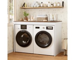 Wasmachinekast - Opbergkast - Orde Scheppen - Groot Werkblad - 128 x 60 cm - Bruin Wit