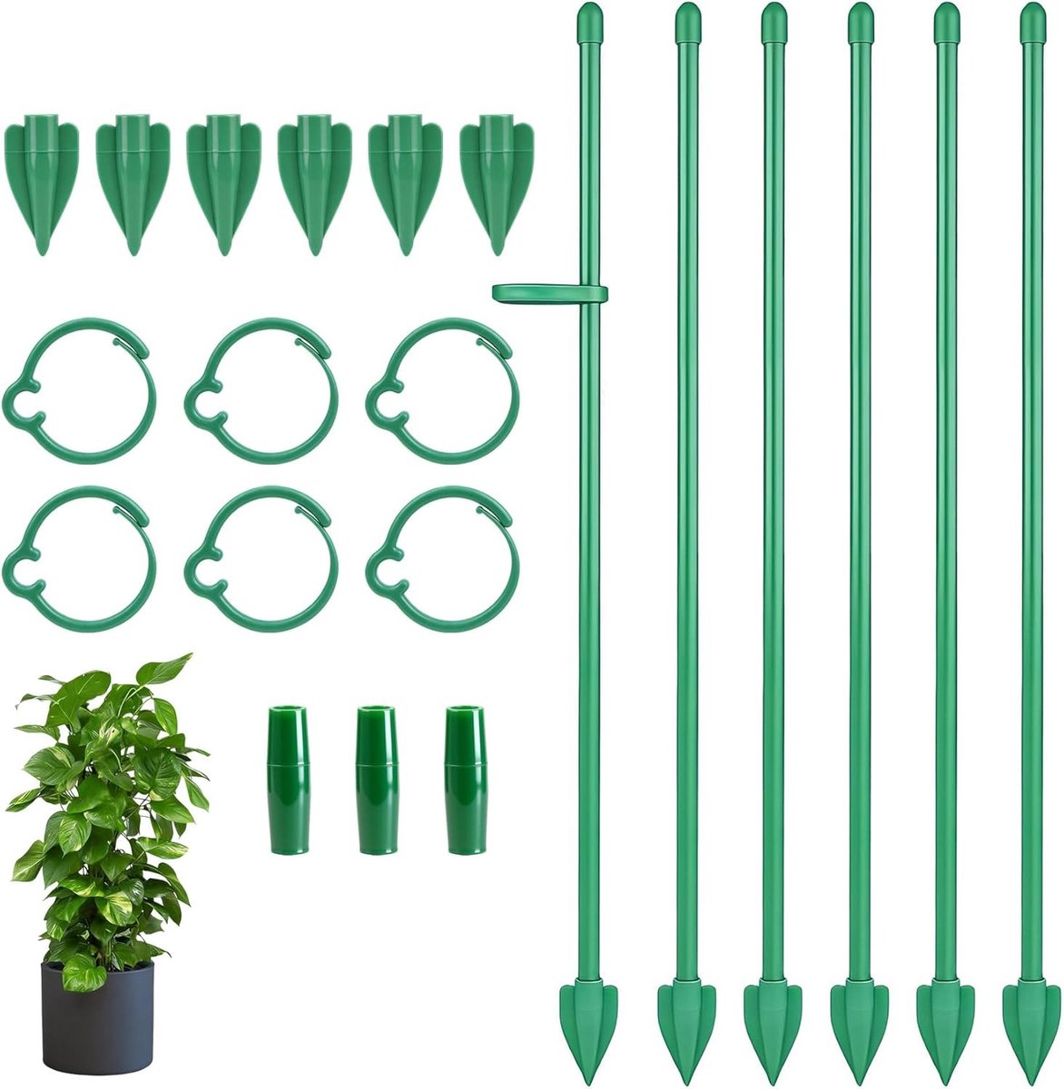 Verstelbare plantsteunen voor klimplanten, 33.5 cm hoge plantstokken met clips, ideaal voor orchideeën, kamerplanten en groentetuin