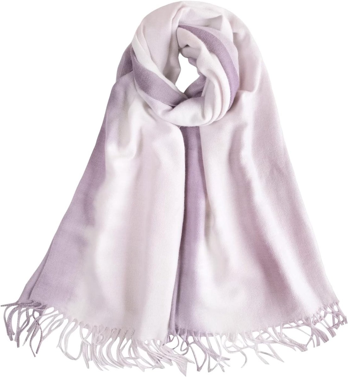 Winter Sjaal van Kasjmier voor Dames met Gradient Kleur en Franje - Lange Warme Pashmina Sjaals voor Koud Weer