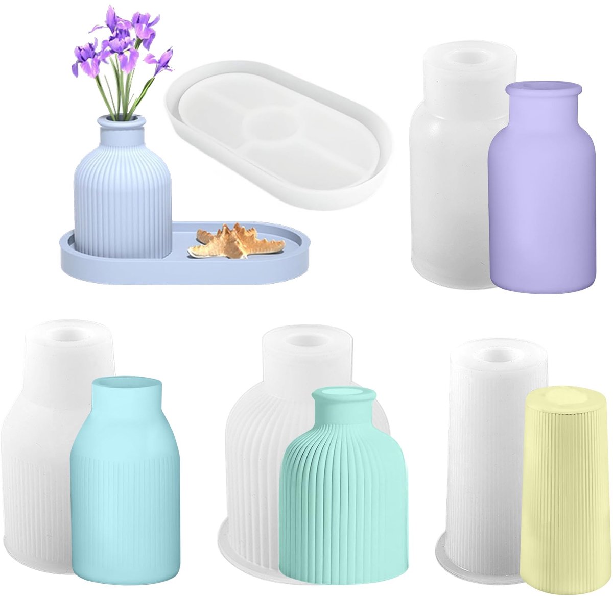 Harsvorm vaas set van 5 - siliconenvorm voor vazen en ornamenten - creatief en veelzijdig - ShopVlot