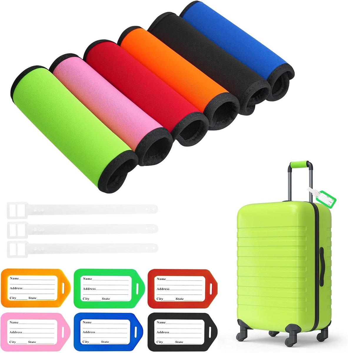 Set van 6 Neopreen Koffers - Duurzame Reisoplossing, Lichtgewicht en Waterdicht Reisaccessoire