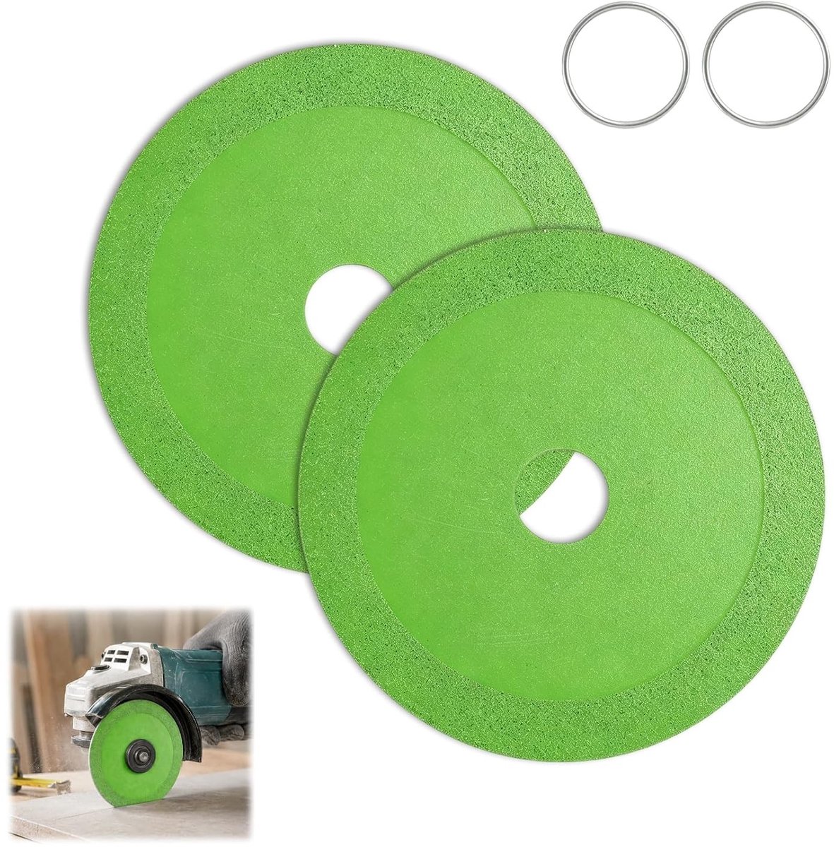 Set van 2 snijdiskken voor glas, diamantzaag, 125 mm, voor het snijden van keramiek, porselein en tegels