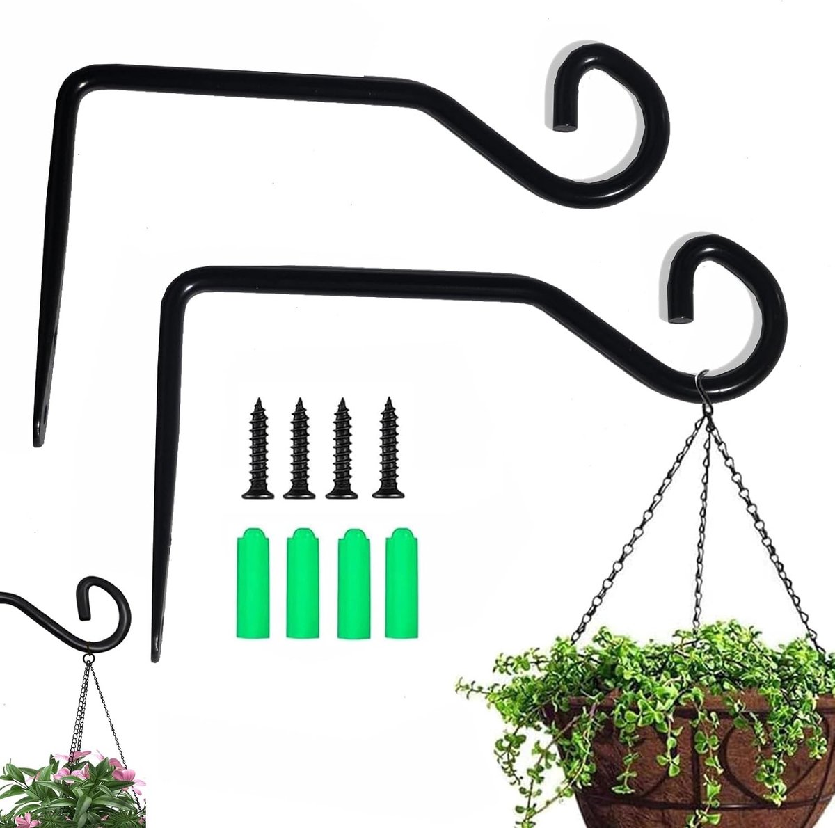 Set van 2 Wandplantenhouders, 15 cm, Ideaal voor Hangplanten, Bloemen en Decoratieve Items zoals Lantaarns en Voederhuisjes