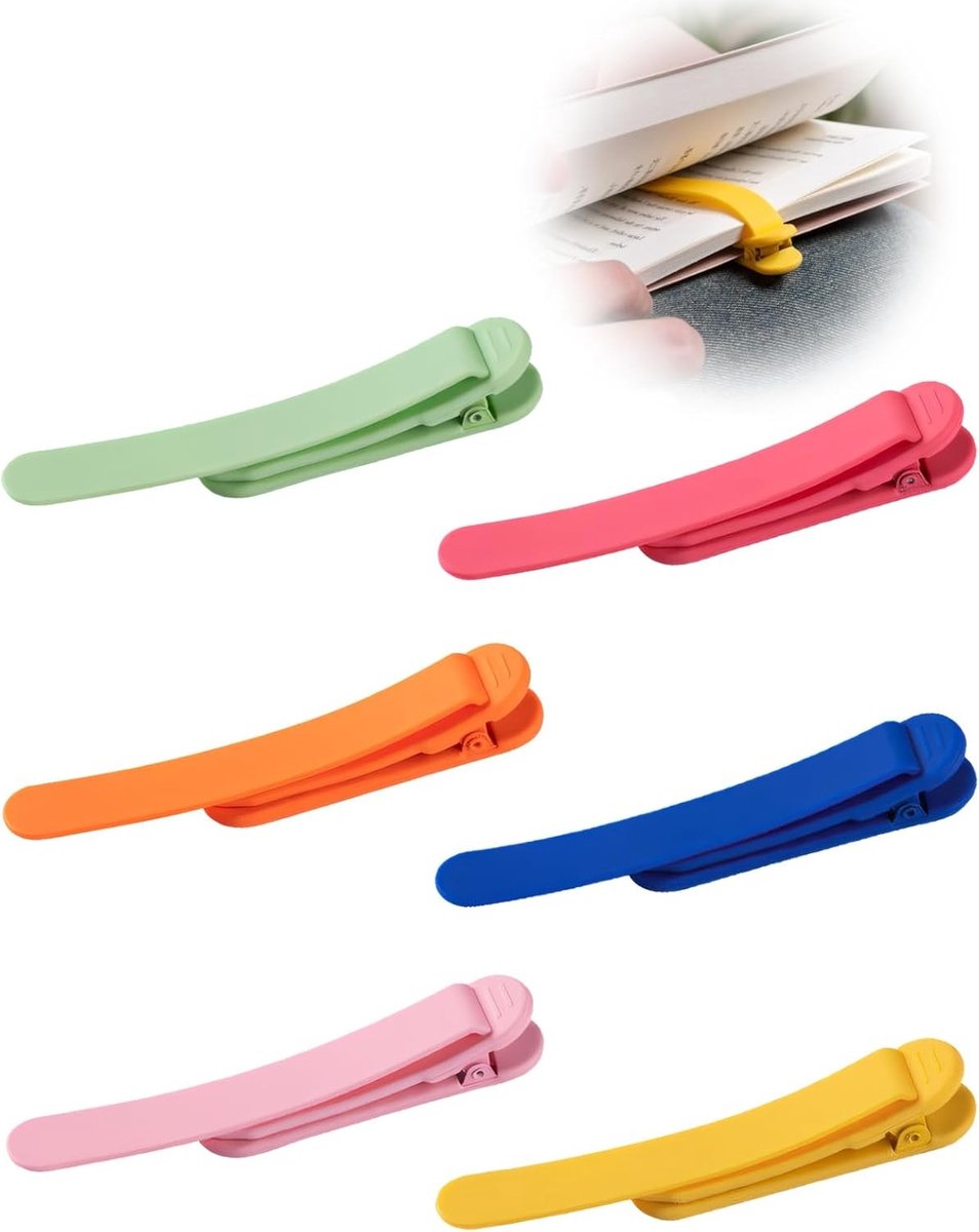 Automatische Siliconen Boekenleggers - Set van 6 voor Lezers, Kinderen, Kookboeken en Documenten