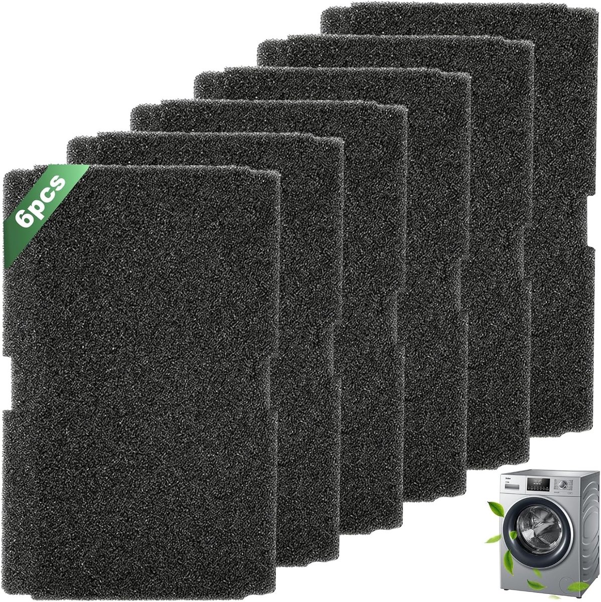 Set van 6 Droogfilters voor Wasdrogers - 240 x 155 x 10 mm - Schuimfilter, Vervangend Filter en Mat voor Warmtepompdrogers